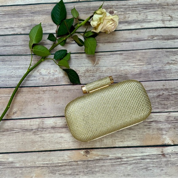 Badgley Mischka | Gold Hardshell Clutch - Picture 1 of 7